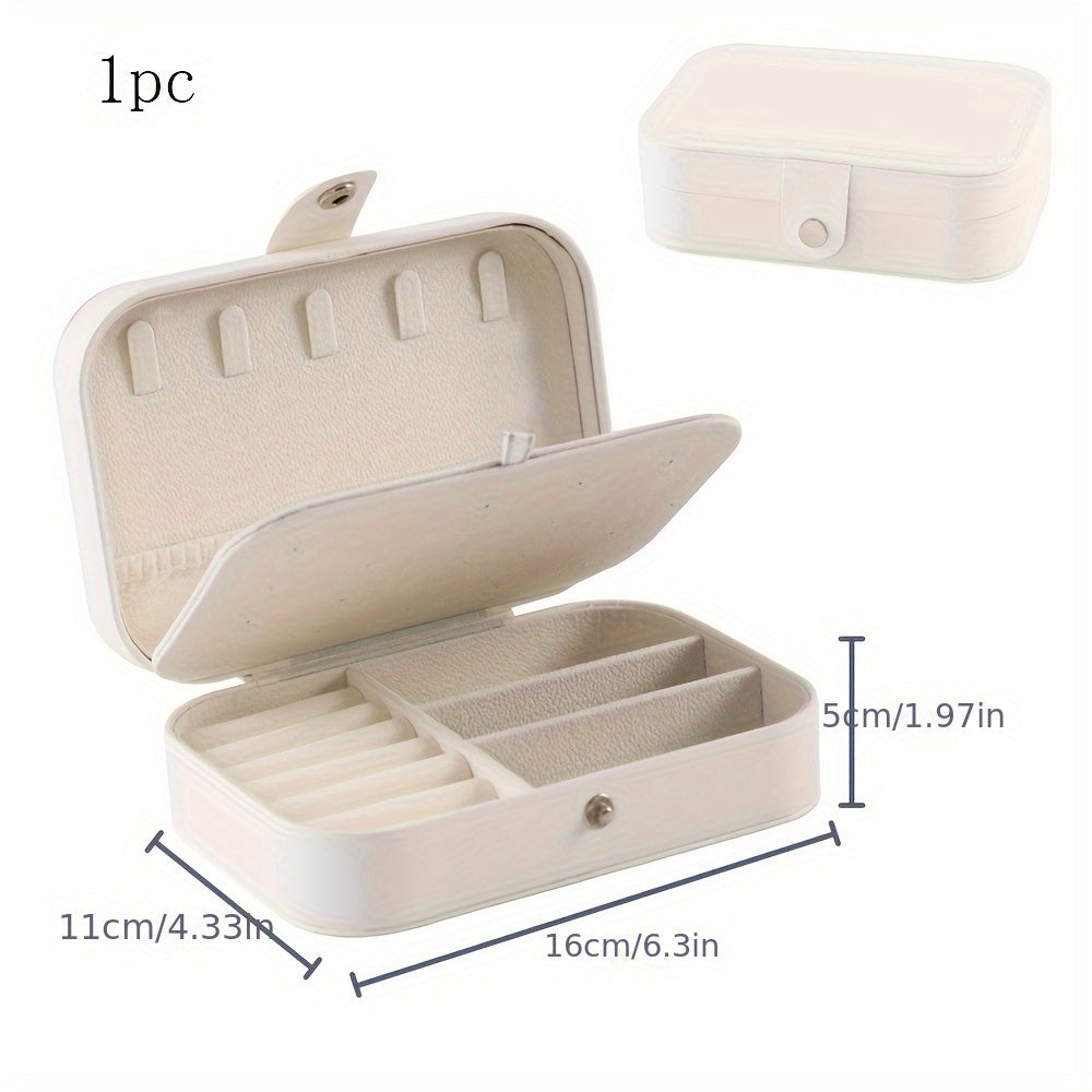 Double-Layered Faux Leather Jewelry Organizer for Earrings Necklaces Rings and Accessories