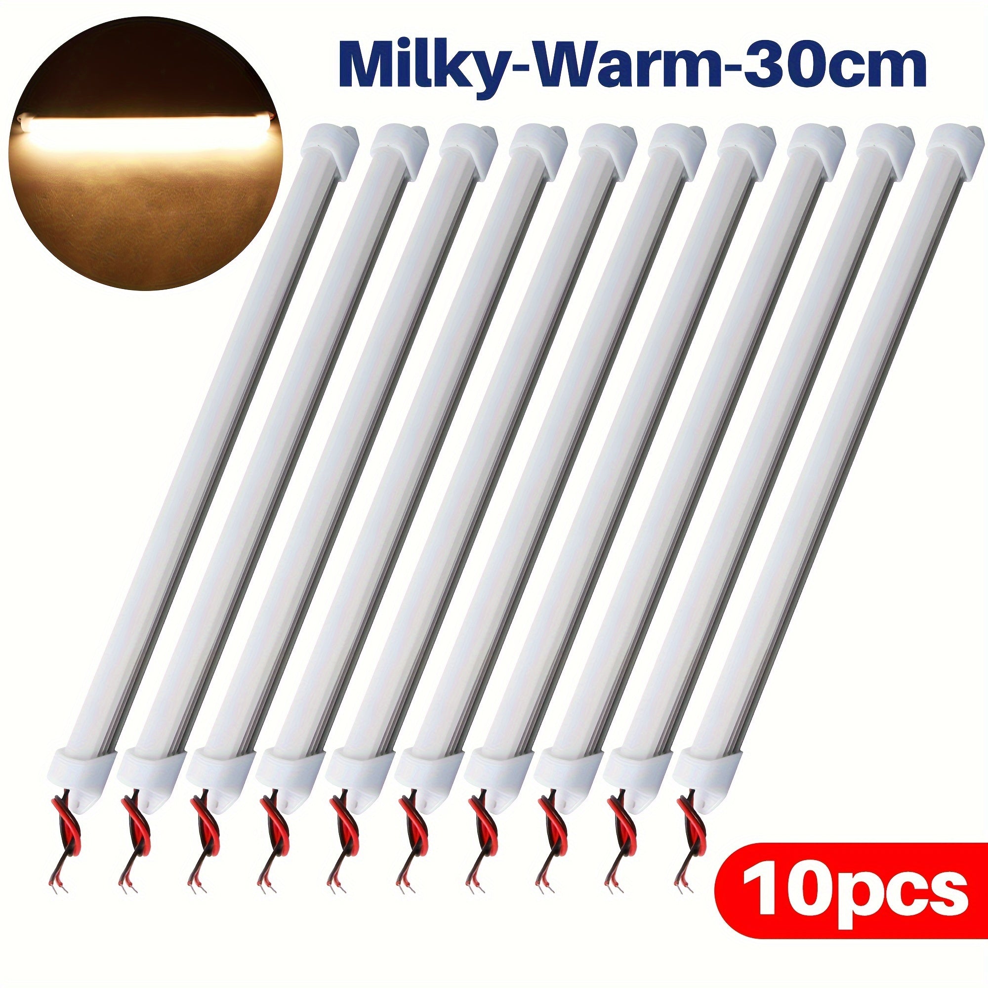 10pcs 12V LED Light Bars 30cm or 50cm with Switch for Vehicle and Trailer