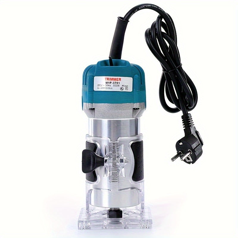 Electric Hand Trimmer Router Tool 800W 30000 RPM Aluminum Alloy Woodworking Chamfering Hole Digging European Plug