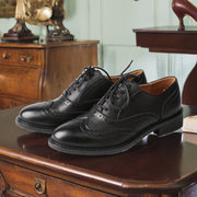 Women's Thick Soled Classic Leather Oxford Shoes with Carved Details