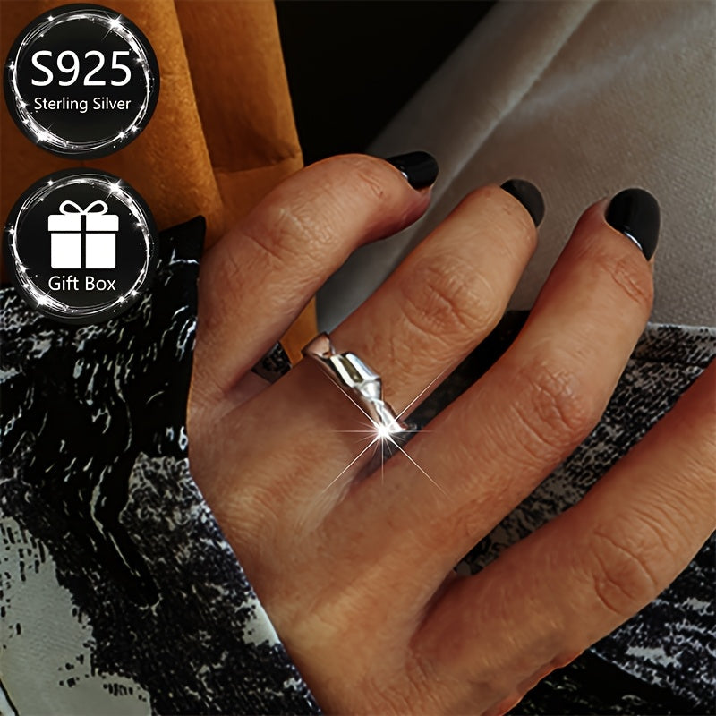 Sterling Silver Twist Ring Adjustable Fit Versatile Design for Parties or Daily Wear