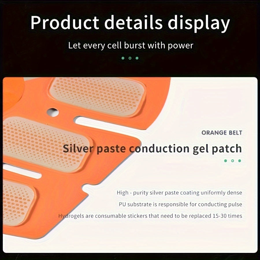 USB Rechargeable EMS Massage Belt for Abdominal Muscle Training with 6 Modes and 18 Intensities