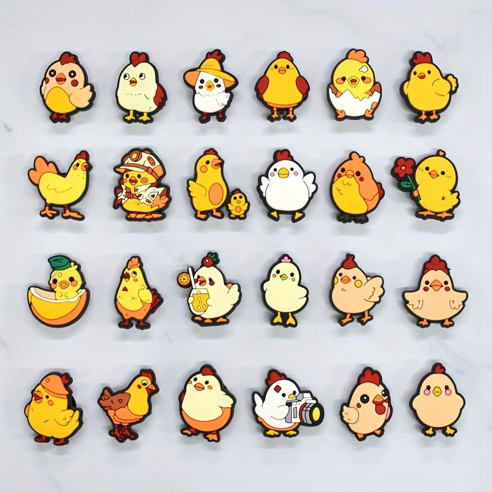 Kids Plastic Chicken Shoe Charms, 23Pcs, Holiday Drink Flower Decorations