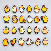 Kids Plastic Chicken Shoe Charms, 23Pcs, Holiday Drink Flower Decorations