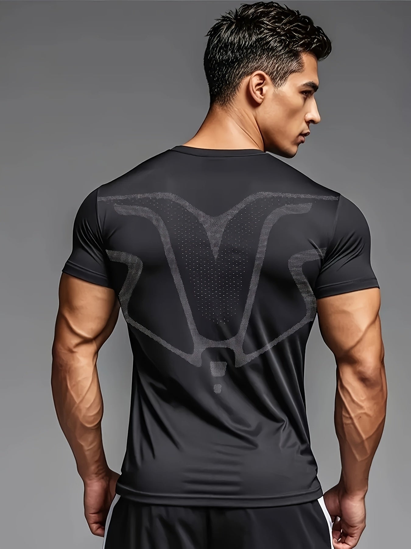 Men's Compression T-Shirt Yoga Cycling Running Breathable Slimming Geometric Print Polyester Elastane