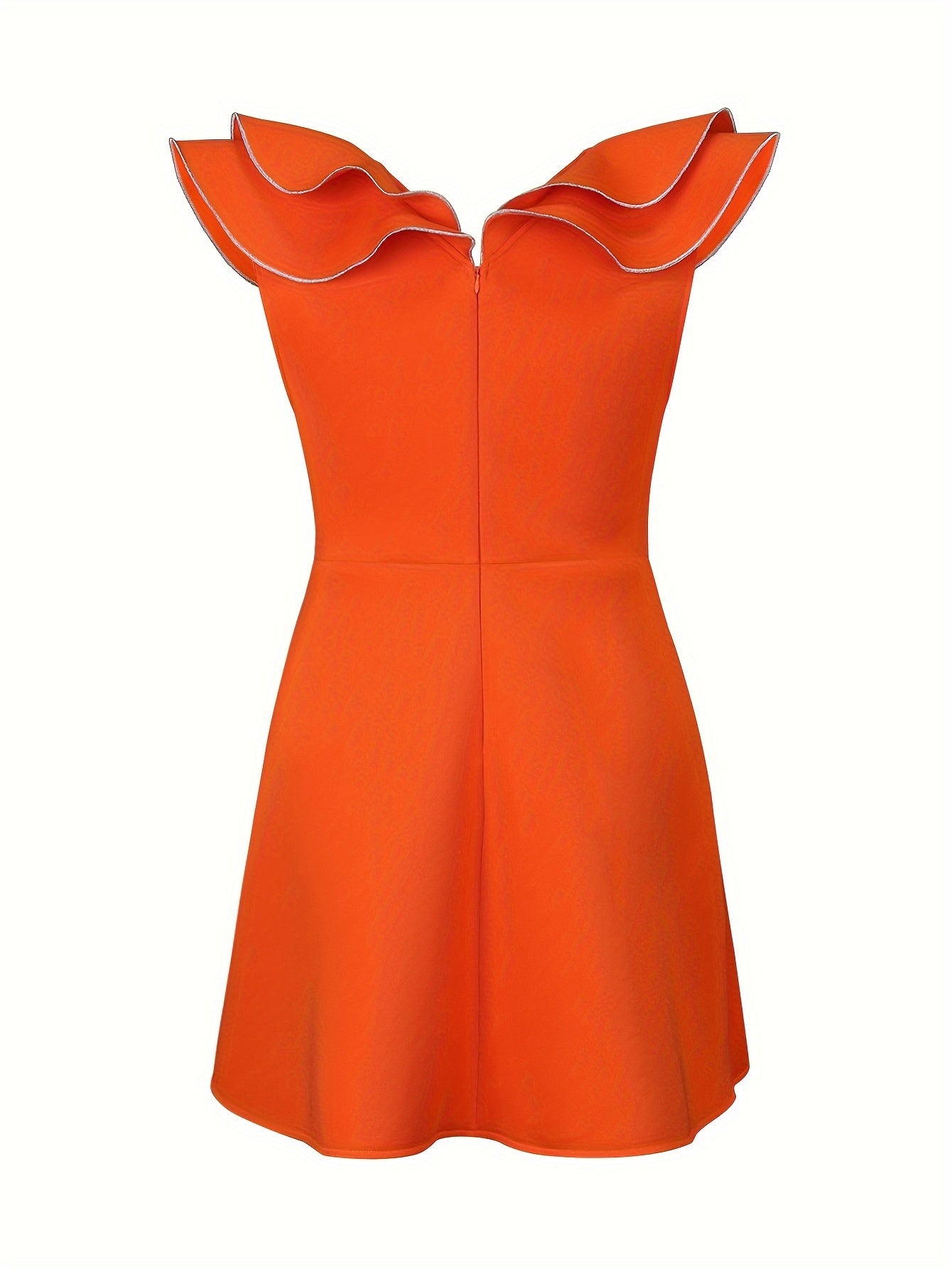 Women's Short Bodycon Party Dress V Neck Silvery Ruffles Elegant