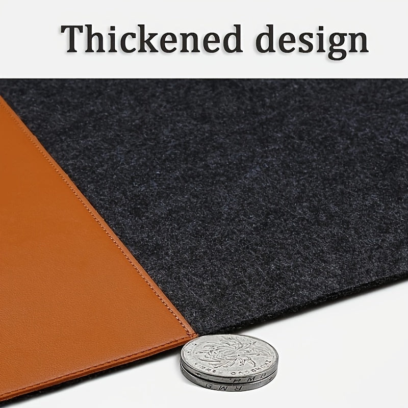 Large XXL Felt and PU Leather Gaming Mouse Pad Waterproof Non-Slip Oblong Edge Stitch