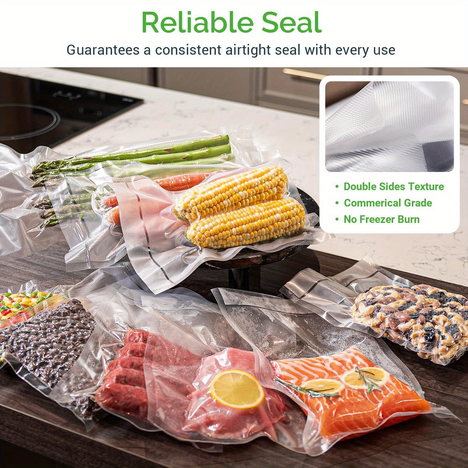 Vacuum Seal Bags for Sous Vide Food Storage PE+PA Material 8x12 Inches