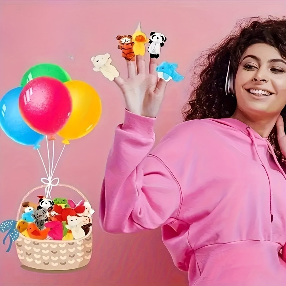 Set of 10 Mini Animal Finger Puppets for Storytelling and Family Fun