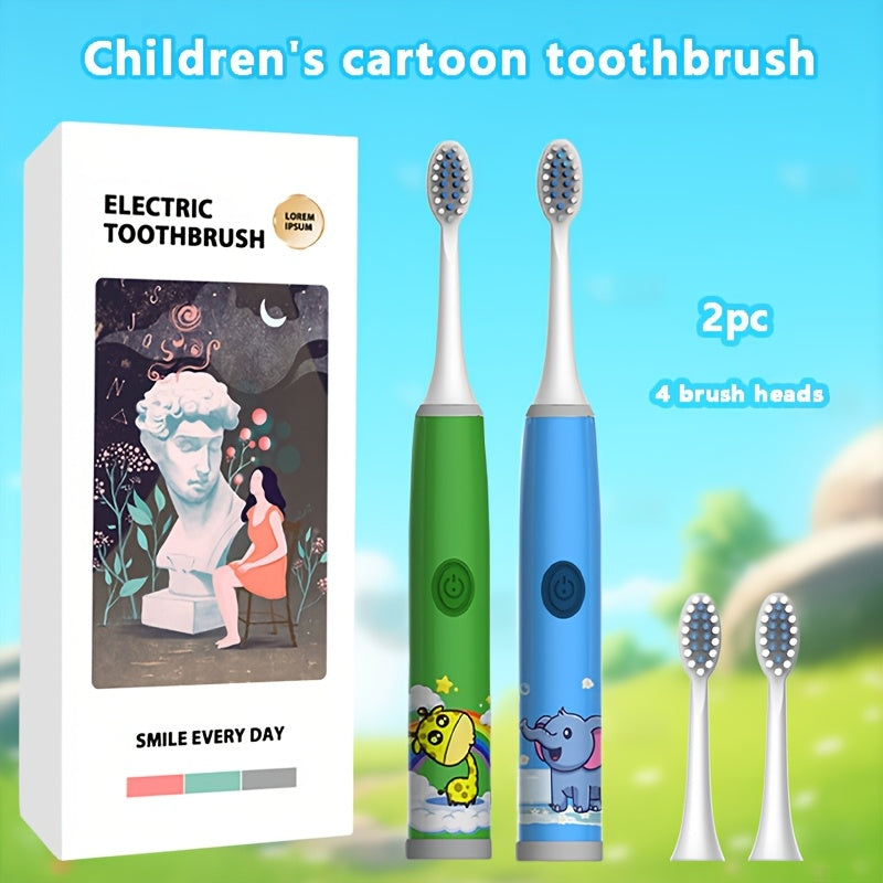 Детская электрическая зубная щетка для детей 3-15 лет, работает на батарейках, 3 цвета, мягкая для зубов