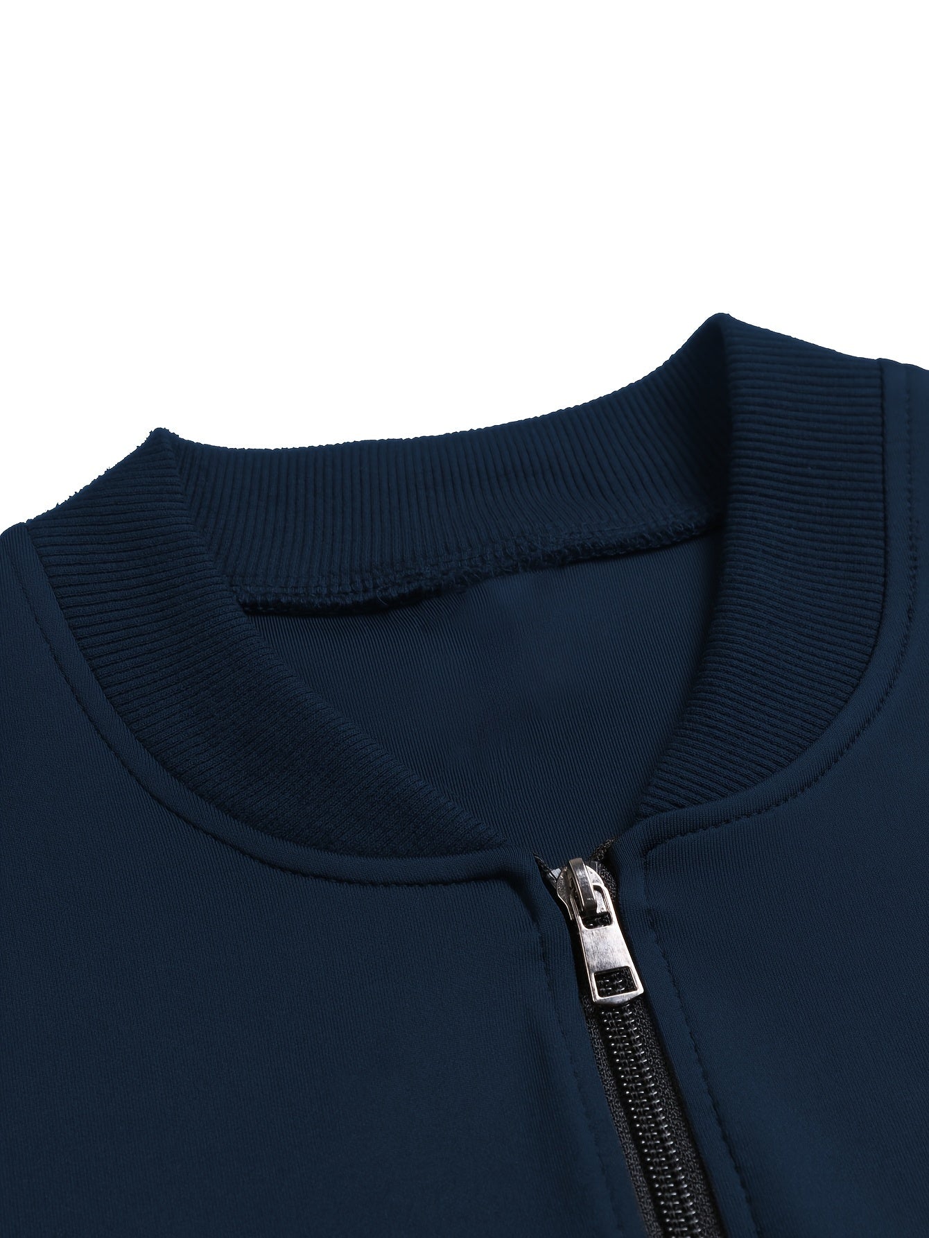 Men's Casual Geometric Pattern Polyester Knit Jacket with Zipper and Pockets