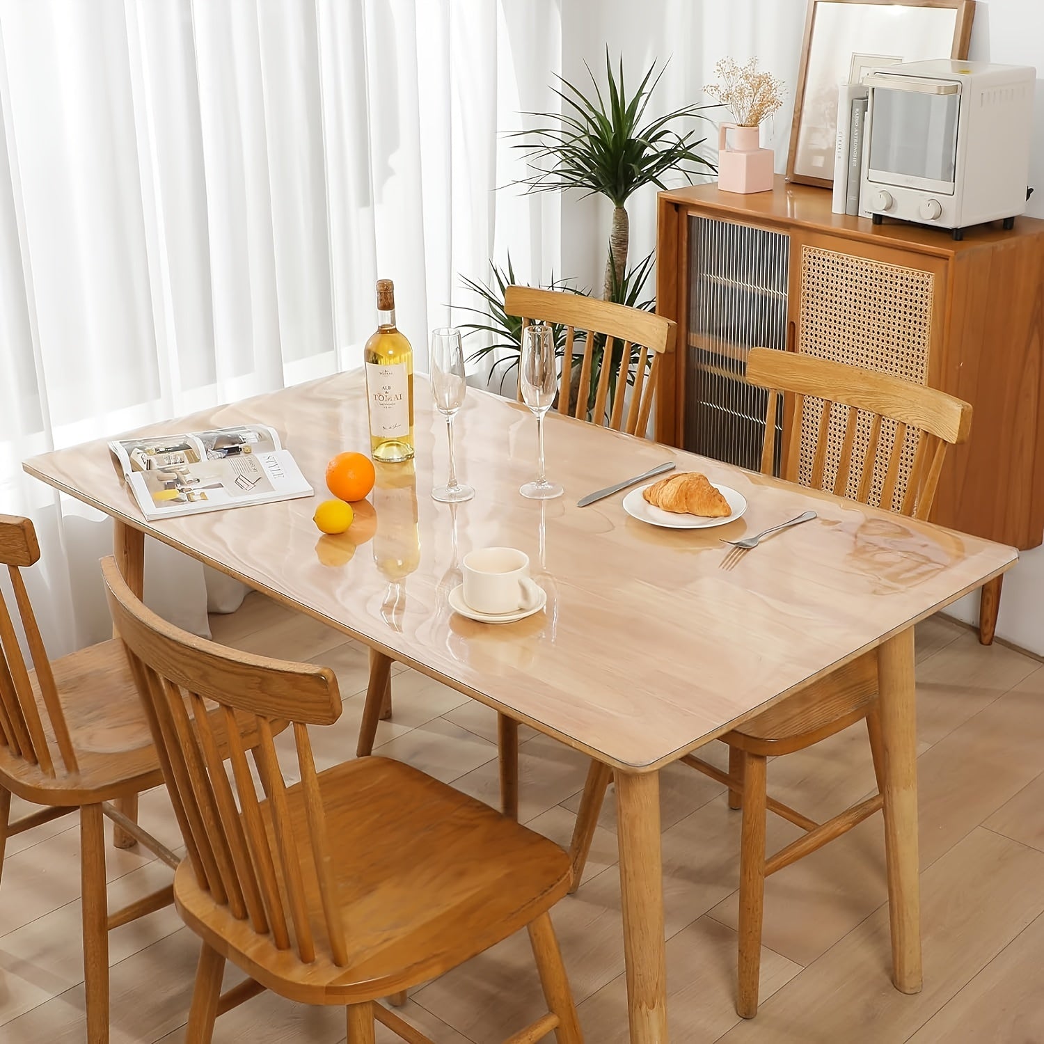 1mm Transparent PVC Tablecloth for Home and Hotel Dining, Scratch and Heat Resistant