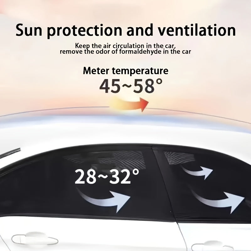 4pcs Car Window Shades Mesh Sunshade Bug Screen UV Protection Breathable Privacy