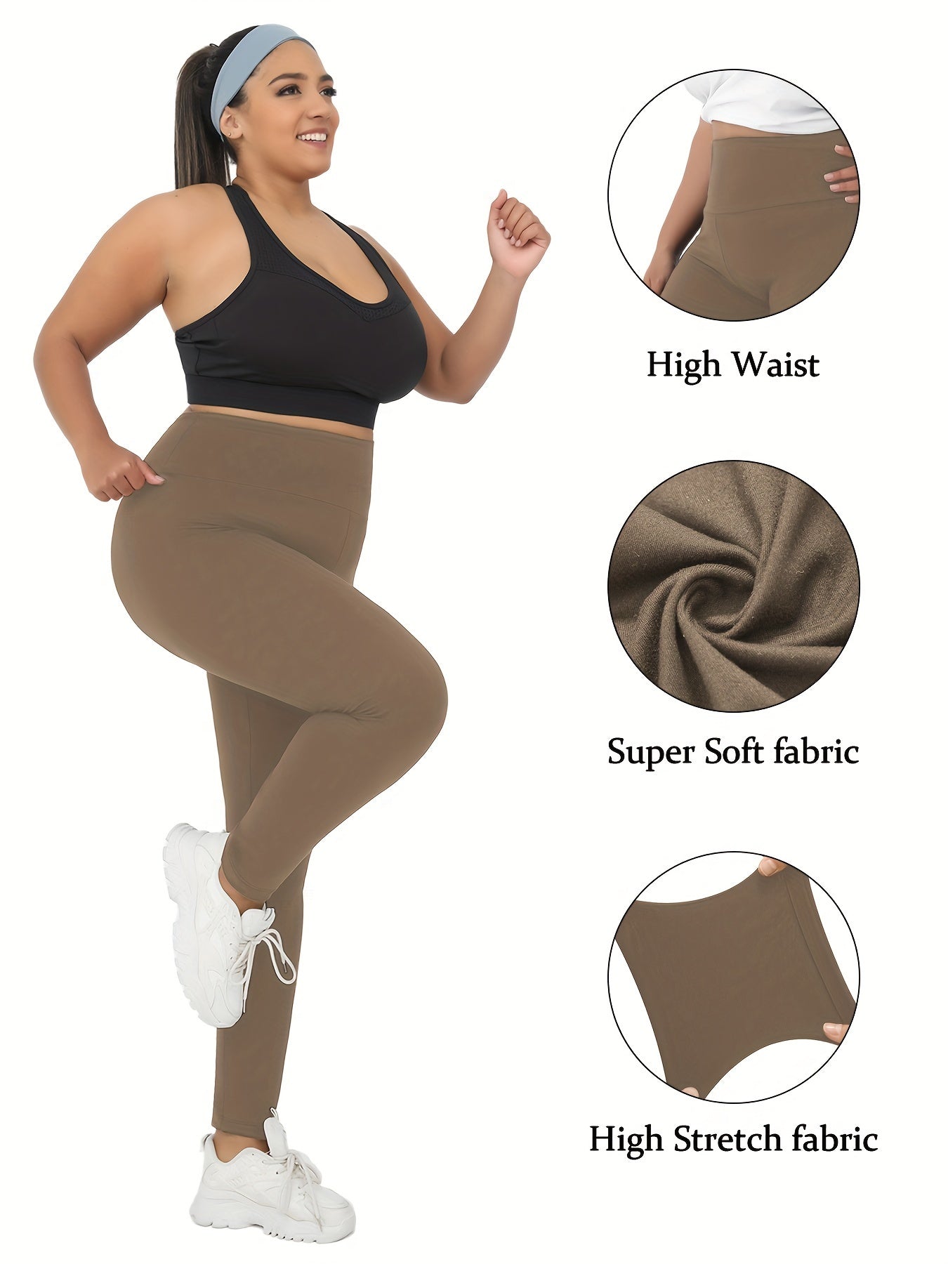 Plus Size Women's High Waist Yoga Leggings Bright Green Tummy Control Stretchy Workout Pants