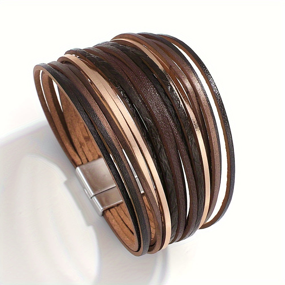 Vintage Bohemian Multi-Layer PU Leather Wrap Bracelet for Friendship and Couples