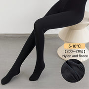 1 пара женских черных колготок с флисовой подкладкой - 220 г плотности, 88% трикотажная ткань с 12% спандекса, машинная стирка
