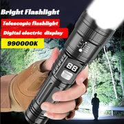 Rechargeable Tactical LED Flashlight with Digital Display, 3 Modes, Outdoor Use