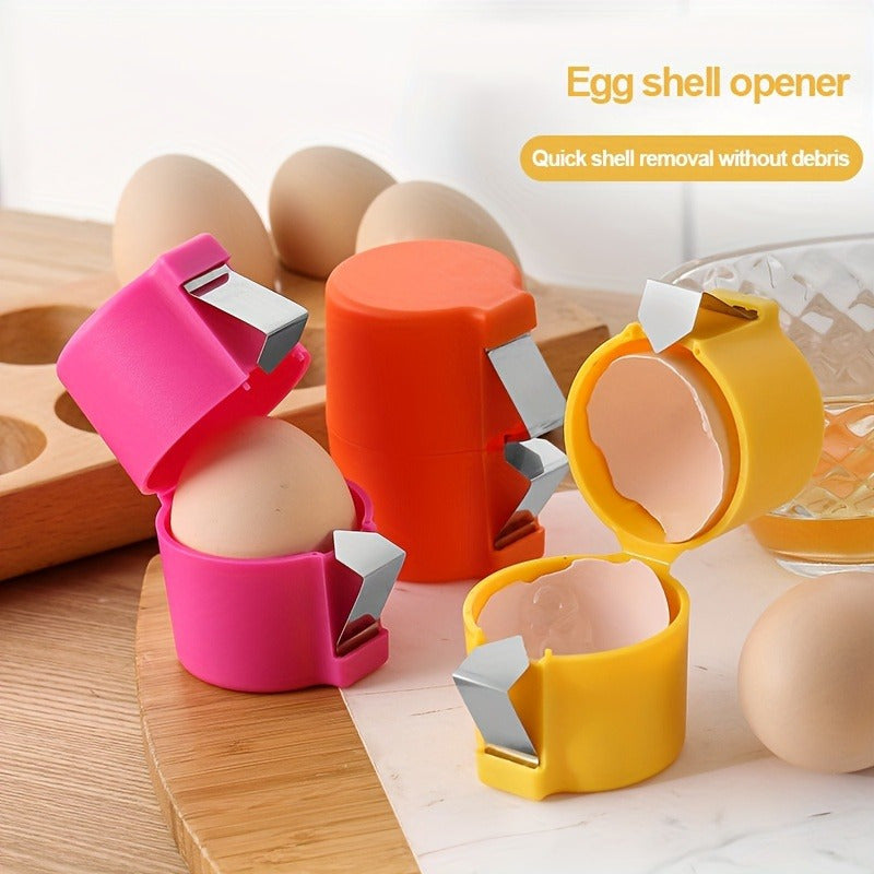 Set of 3 Plastic Egg Peelers with Stainless Steel Strippers and Covers Kitchen Tools