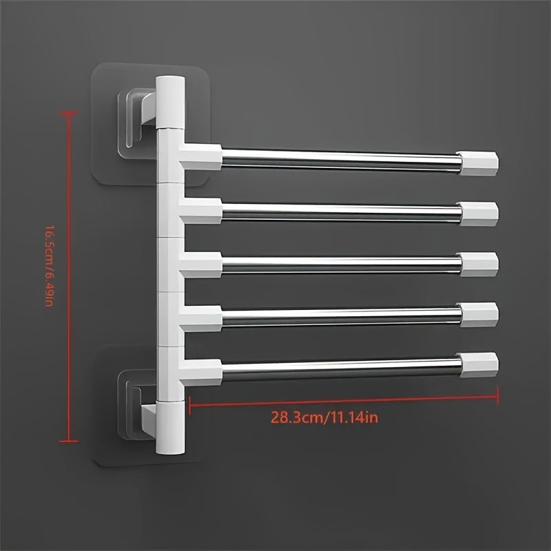 Stainless Steel Wall-Mounted Towel Rack with Suction Cup Punch-Free Installation Bathroom Organizer