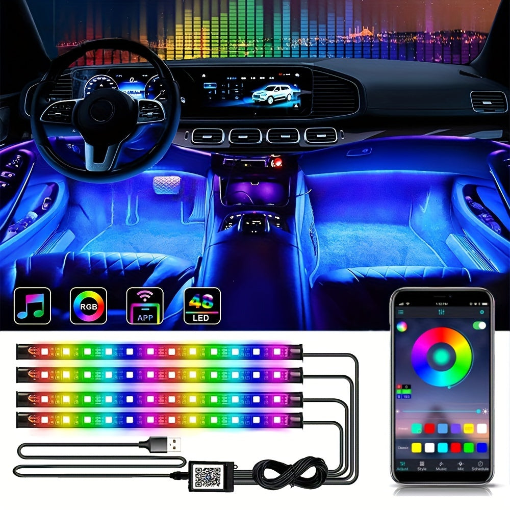 Kit de iluminación interior de LED RGB para coche con sincronización musical