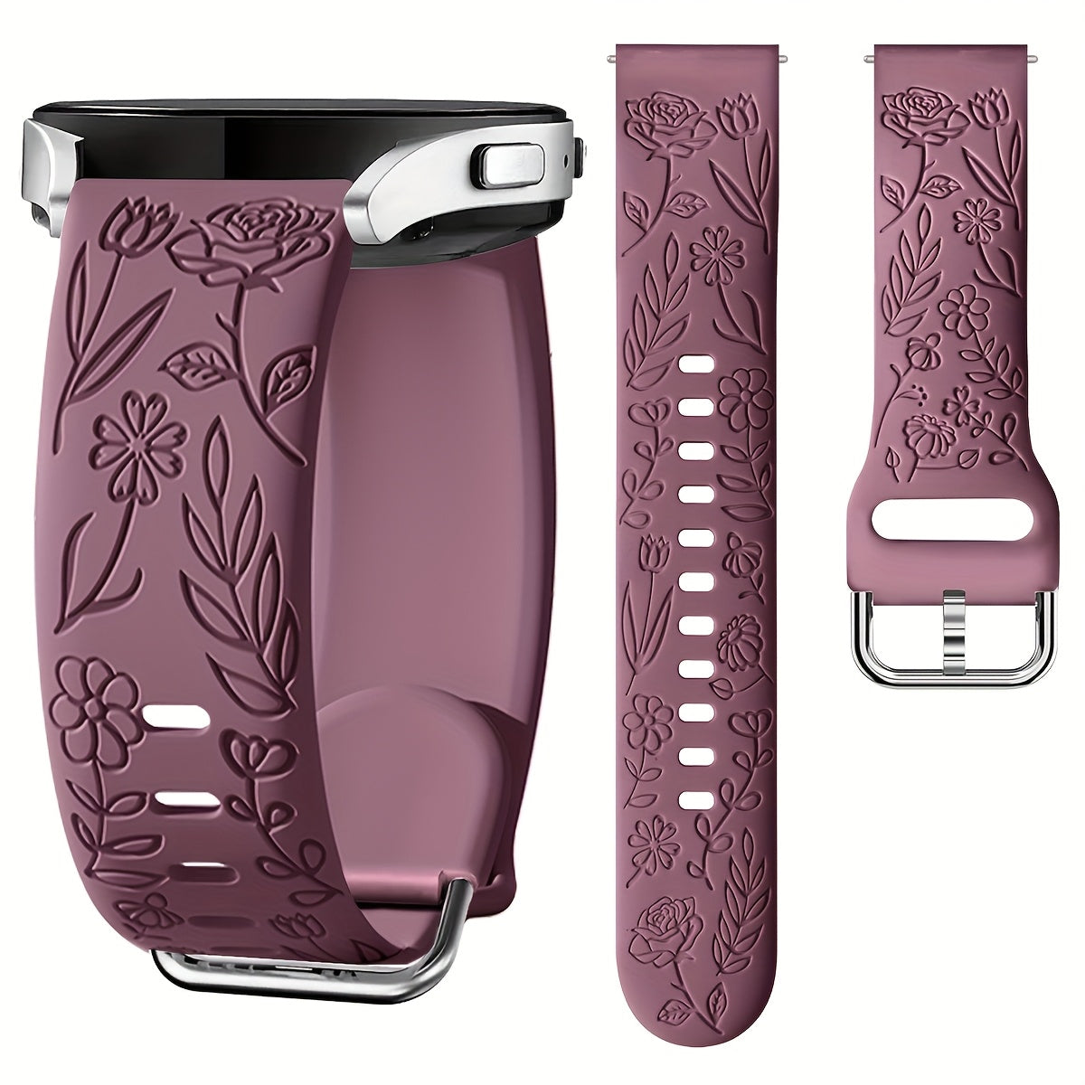 Rose Blossom Silicone Watch Strap for Samsung Galaxy Watch 7/FE 6 5 4 20mm Replacement