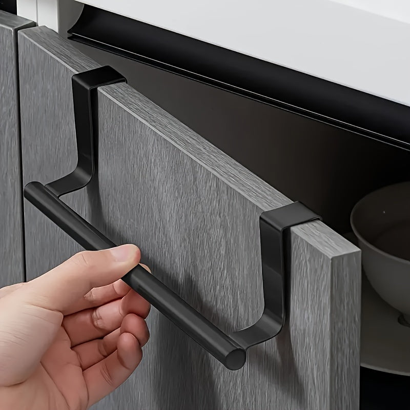 Black Stainless Steel Towel Bar for Bathroom Kitchen Wardrobe No-Drill Easy Install