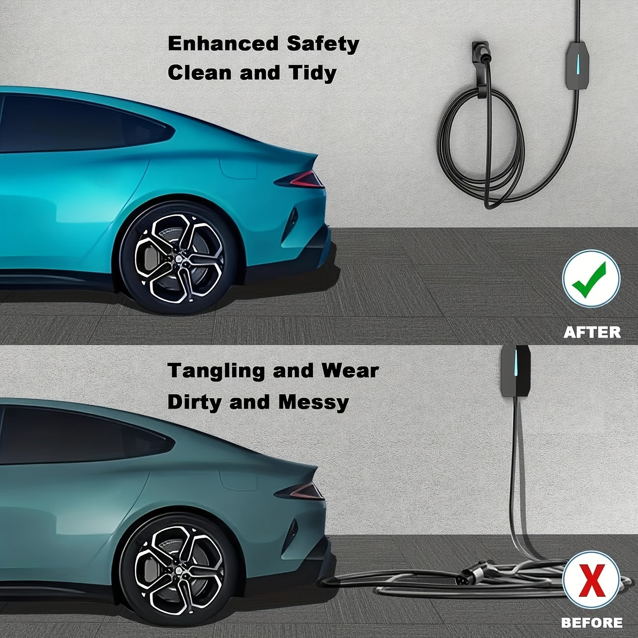 EV Charger Cable Holder SAE J1772 European Standard Charging Cable Organizer Portable EV Cable Hook