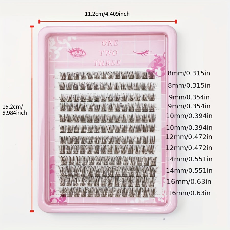 12 Rows of 168 Natural Style False Eyelashes for DIY Natural Look Reusable Cat Eye Cross