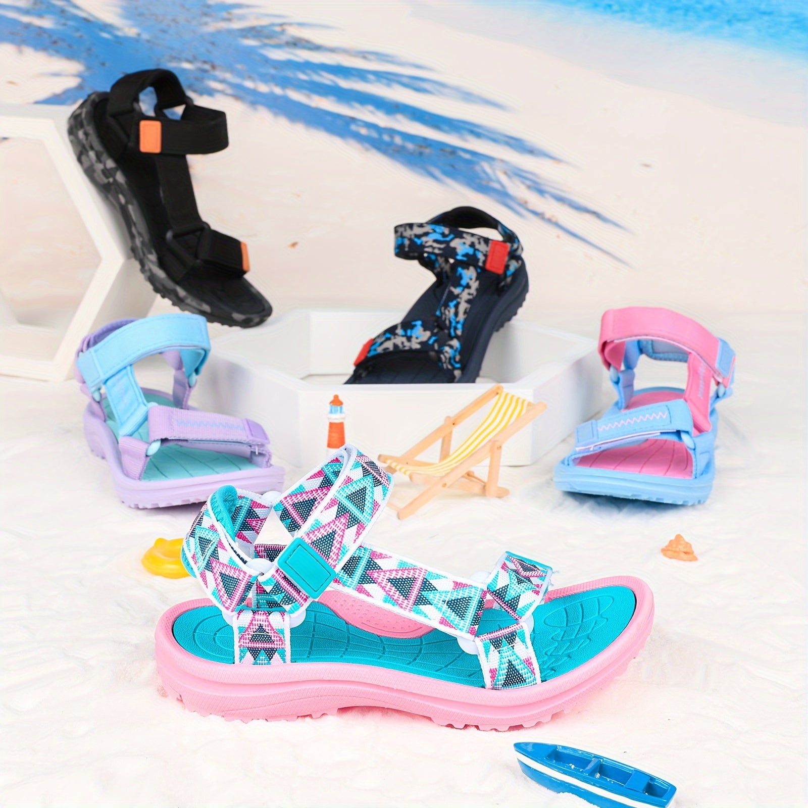 Girls' Open Toe Sport Sandals Lightweight Breathable Casual for Outdoor Activities