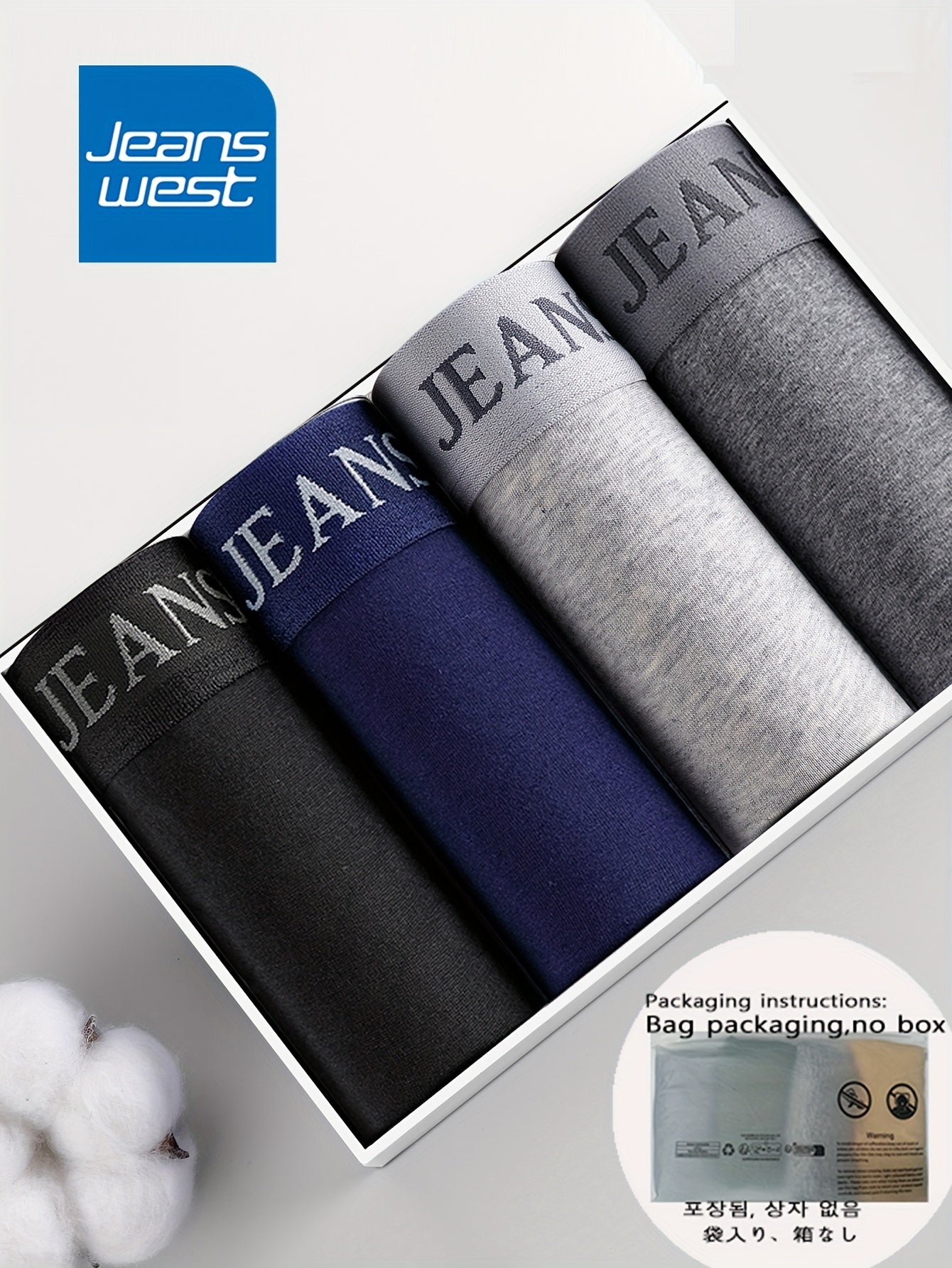 Men's Cotton Boxer Briefs 4-Pack Solid Color Medium Stretch Breathable Underwear