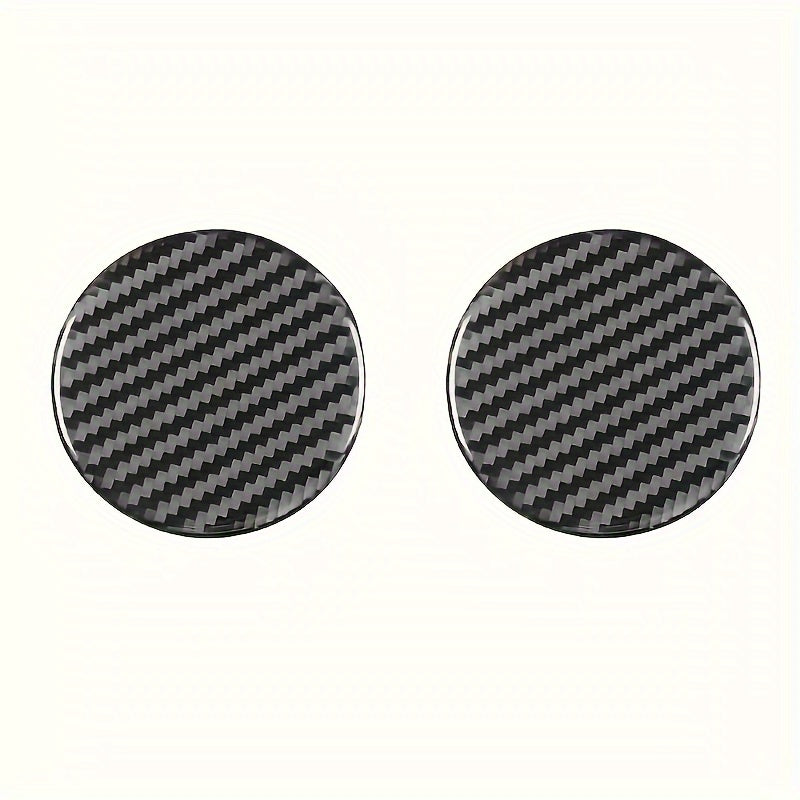 2-Piece Carbon Fiber Cup Holder Mat Set Resin Car Interior Decor Anti-Slip Durable