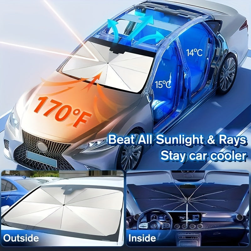 Car Sunshade Umbrella with Curved Handle Open End Sun Protection Heat Insulation