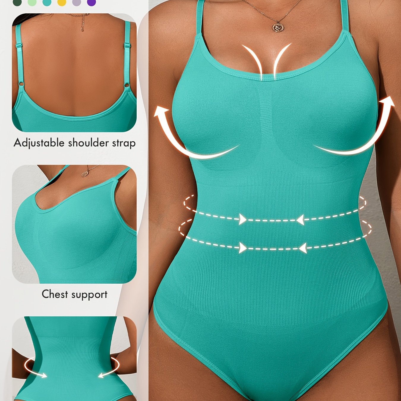 Body moldeador femenino con soporte alto, control de abdomen, levantamiento de glúteos, punto acanalado, nylon ligero con elastano