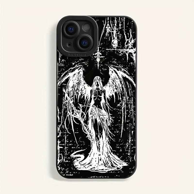 Soft TPU Phone Case for iPhone 11 to 16 Pro with Angel Wings and Lens Protection