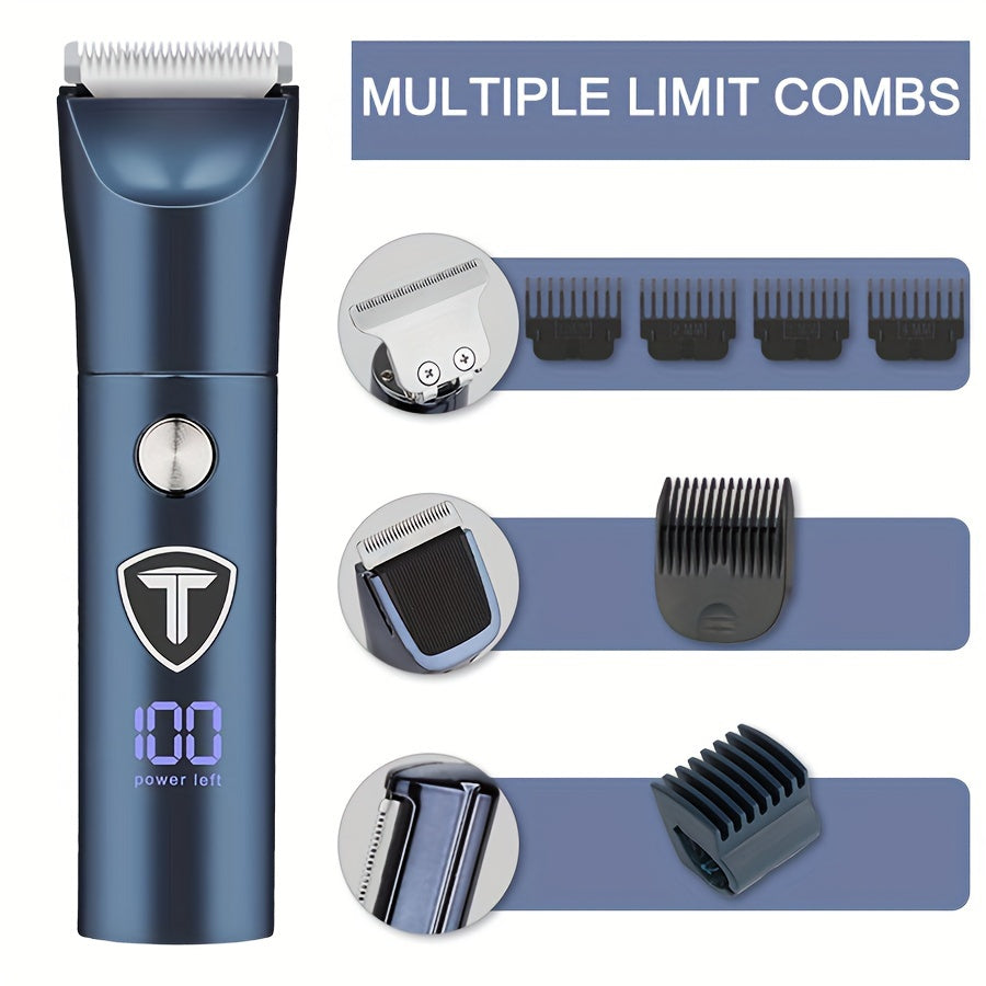 Men's 5-in-1 Body Hair Trimmer with Ceramic Blade USB Rechargeable Grooming Kit
