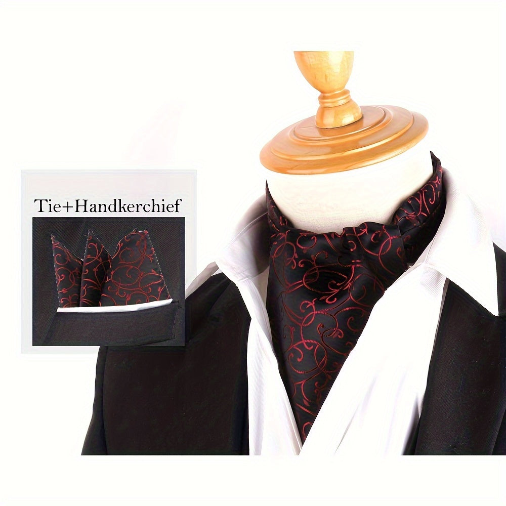 Conjunto de pañuelo de cuello y pañuelo de mano de jacquard con diseño paisley para hombre, perfecto para regalar