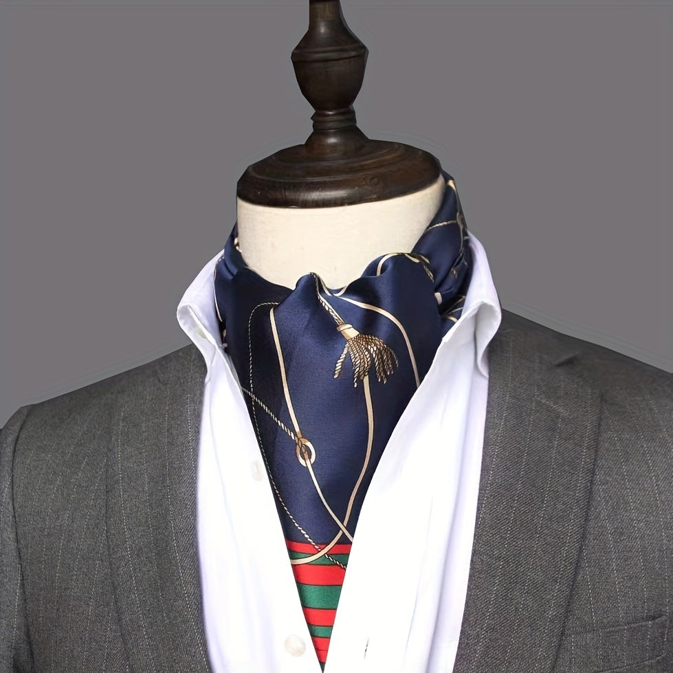 Men's Vintage Twill Scarf with Printed Double Layer for Business and Casual Wear