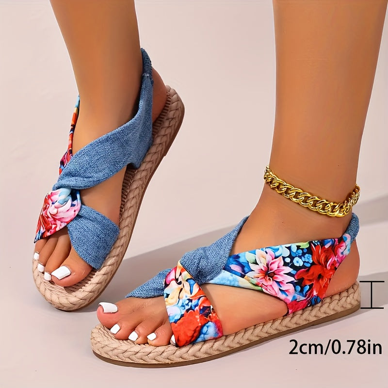 Women's Flat Strappy Sandals Breathable Fabric Cushioned Insole