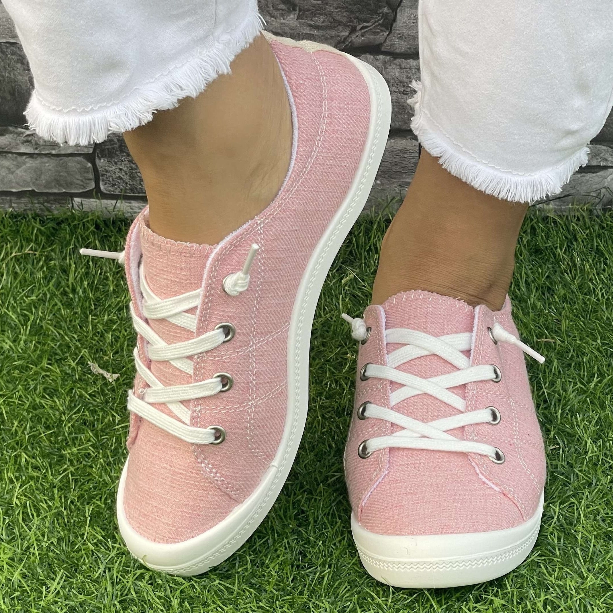 Women's Casual Solid Color Fabric Outdoor Work Shoes All-Season Lightweight