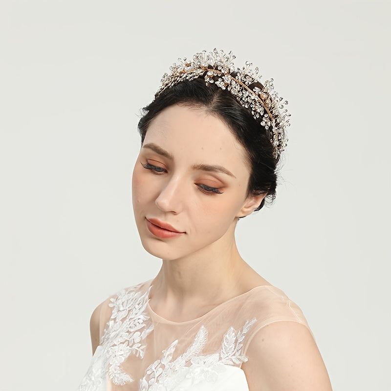 Handcrafted Rhinestone Bridal Headbands with Tiara Accents and Veil Accessories
