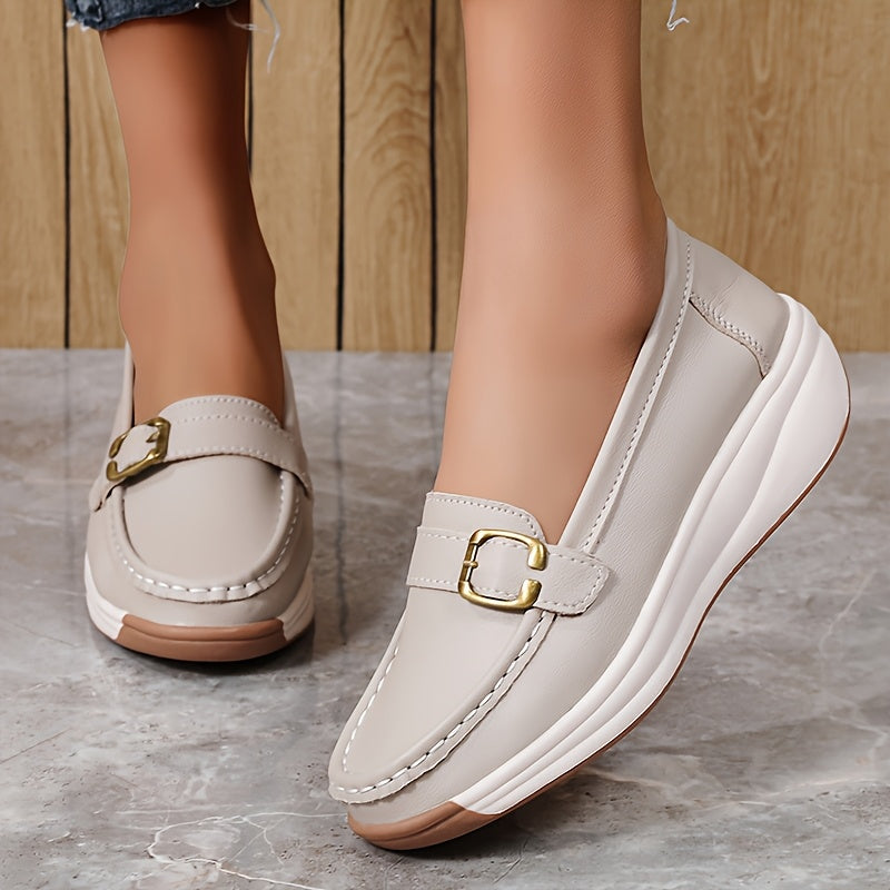 Women’s Faux Leather Penny Loafers All-Season Casual Shoes with Sequin Embellishments