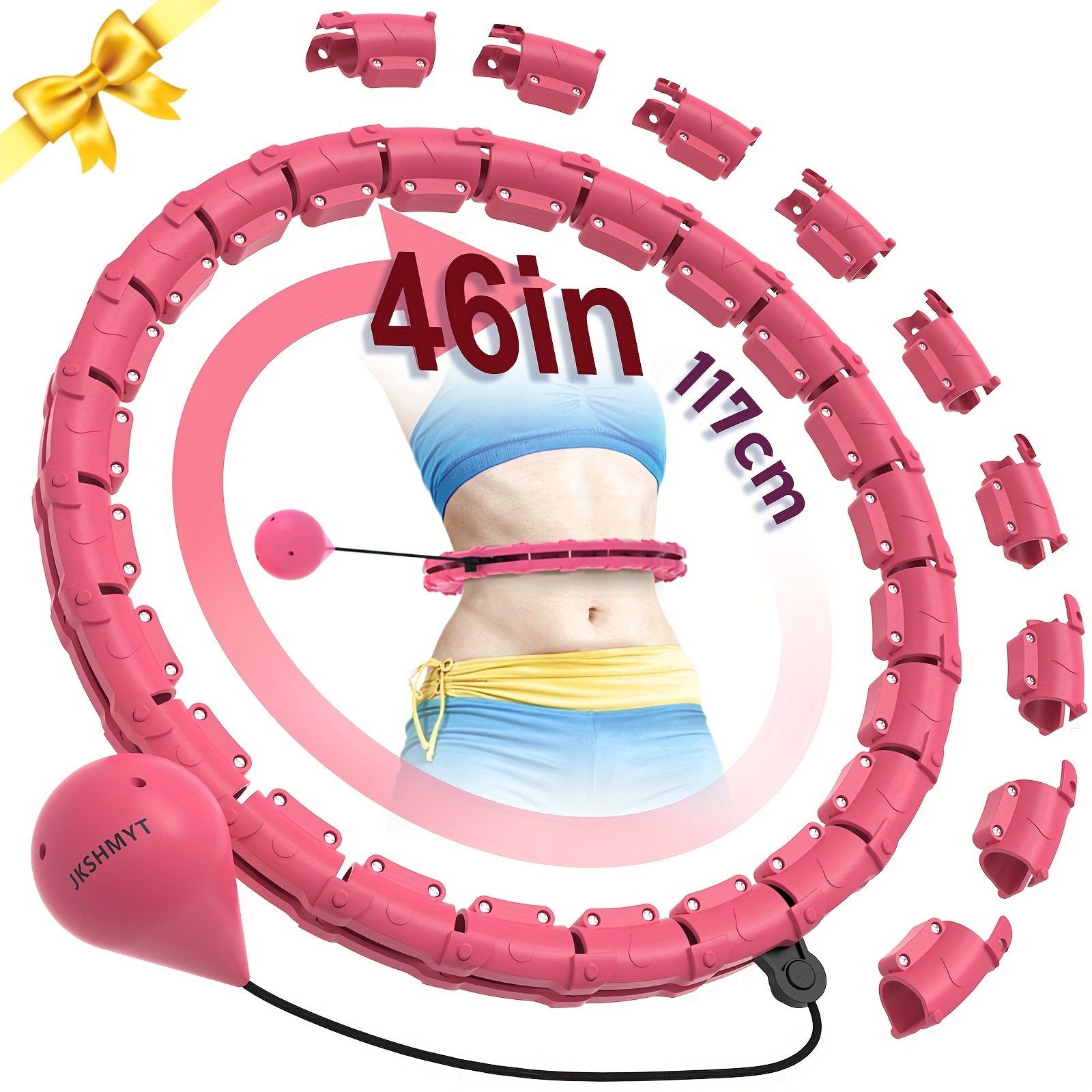 24-bo‘lim ajraladigan fitnes halqasi 47In/120cm Pilates mashq halqasi vazn yo‘qotish va yupqa bel uchun