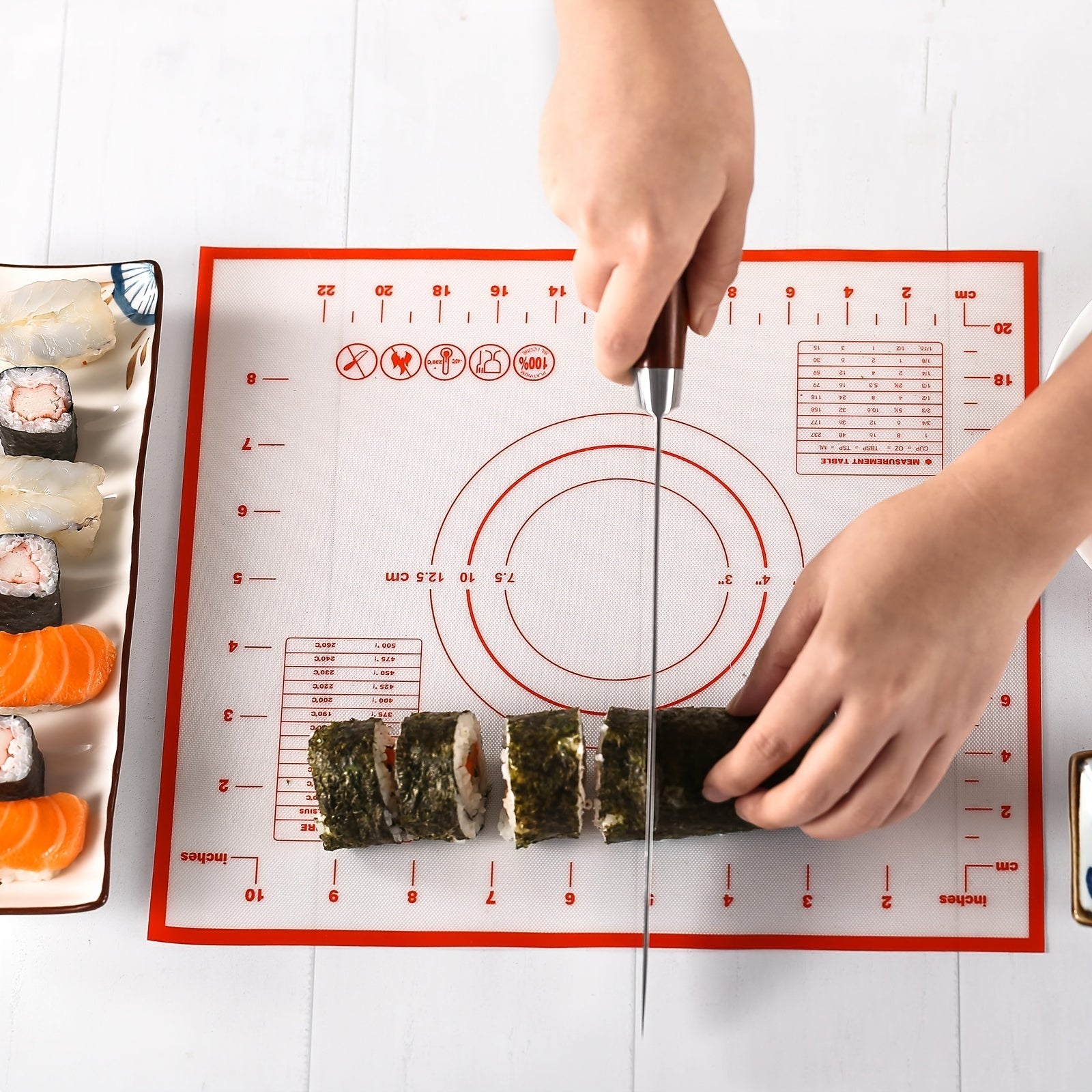 Silicone Kneading Board and Pastry Mat Set with Measurement Guide, Non-Stick Baking Mat, 40x60cm