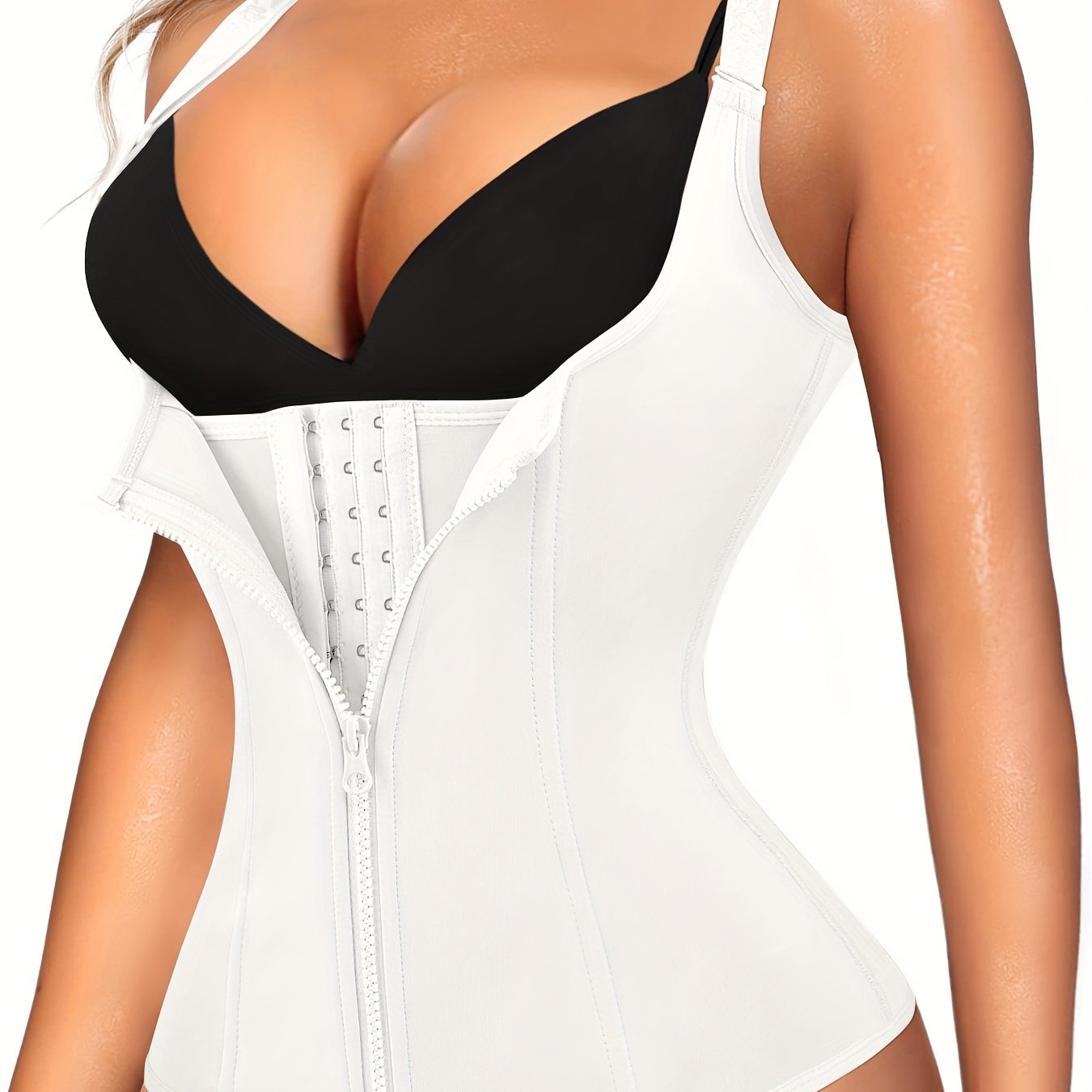 Women's Black Zipper Shaping Cami Top Tummy Control Waist Trainer