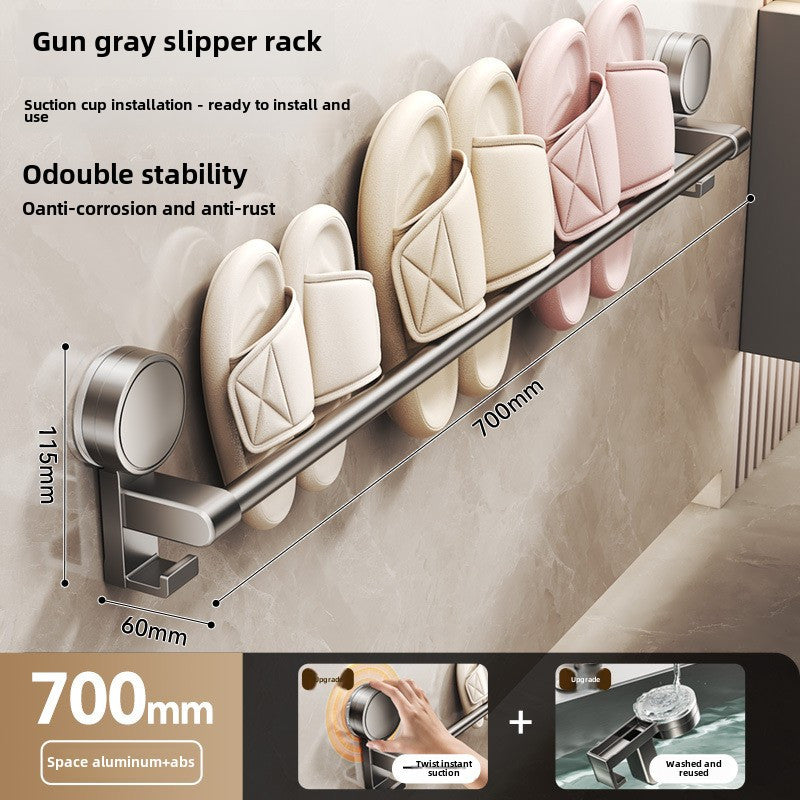 Suction Cup Bathroom Slipper Rack Wall-Mounted Shoe Organizer Drying Holder