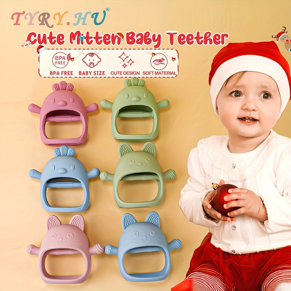 Baby Silicone Teether for Babies with Animal Designs Rabbit and Chick BPA Free Soft Texture