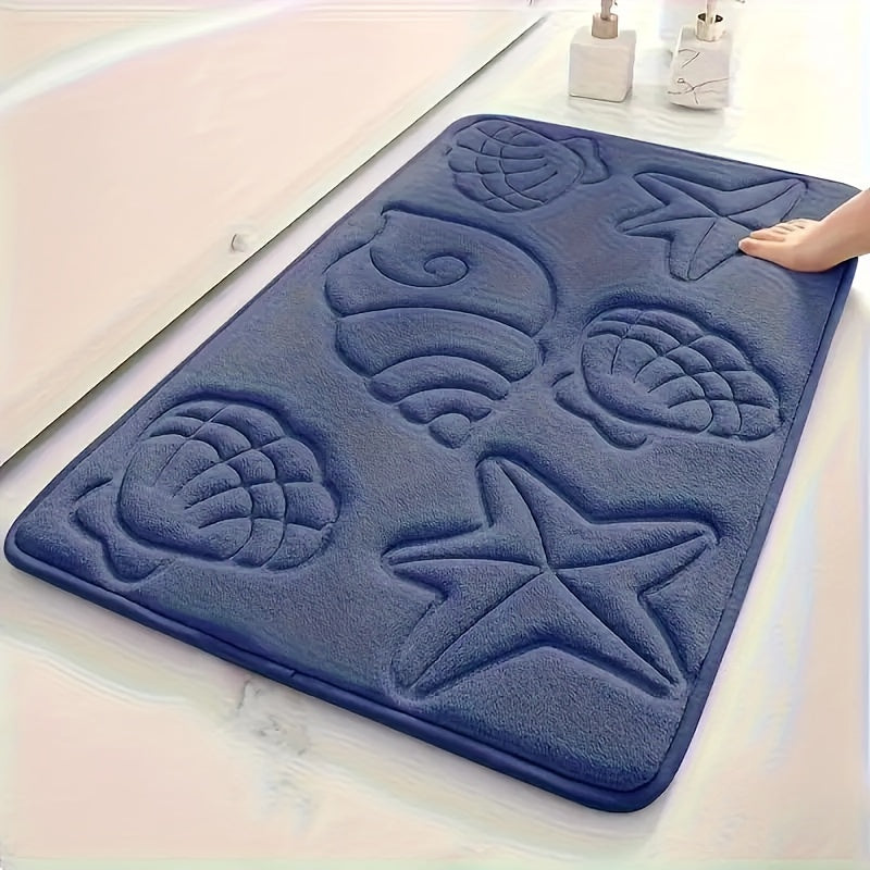 High-Density 25D Sponge Bath Mat with Soft Starfish Shell Embossing Non-Slip Absorbent for Bathtubs Showers
