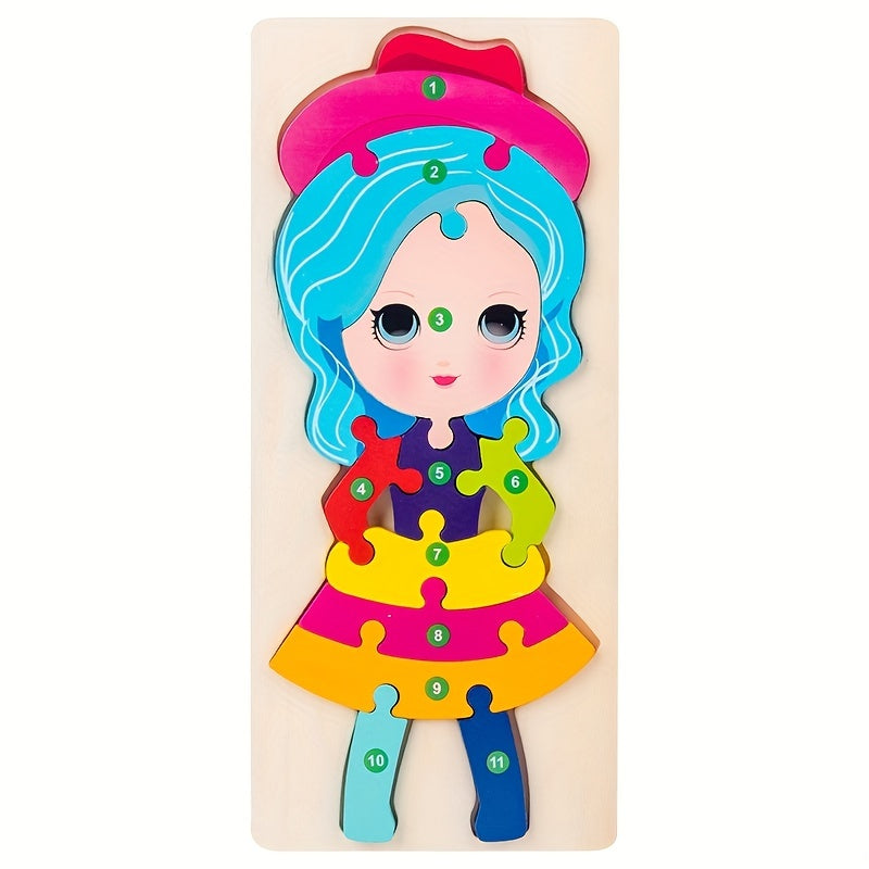 Wooden 3D Puzzles Educational Building Blocks for Toddlers Ages 1-3 Boys Girls