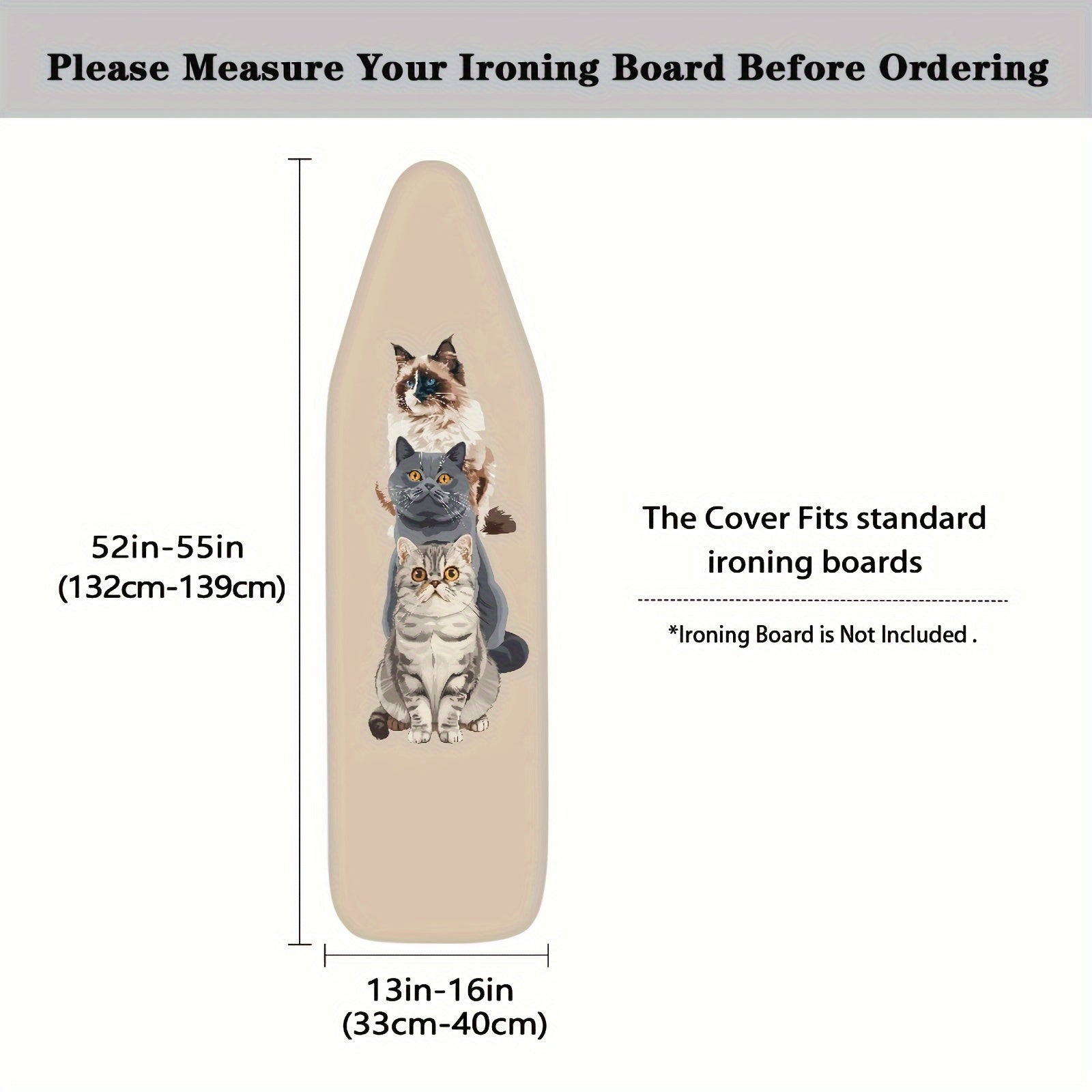 Elastic Edge Ironing Board Cover with Cat Design Fits Standard Boards