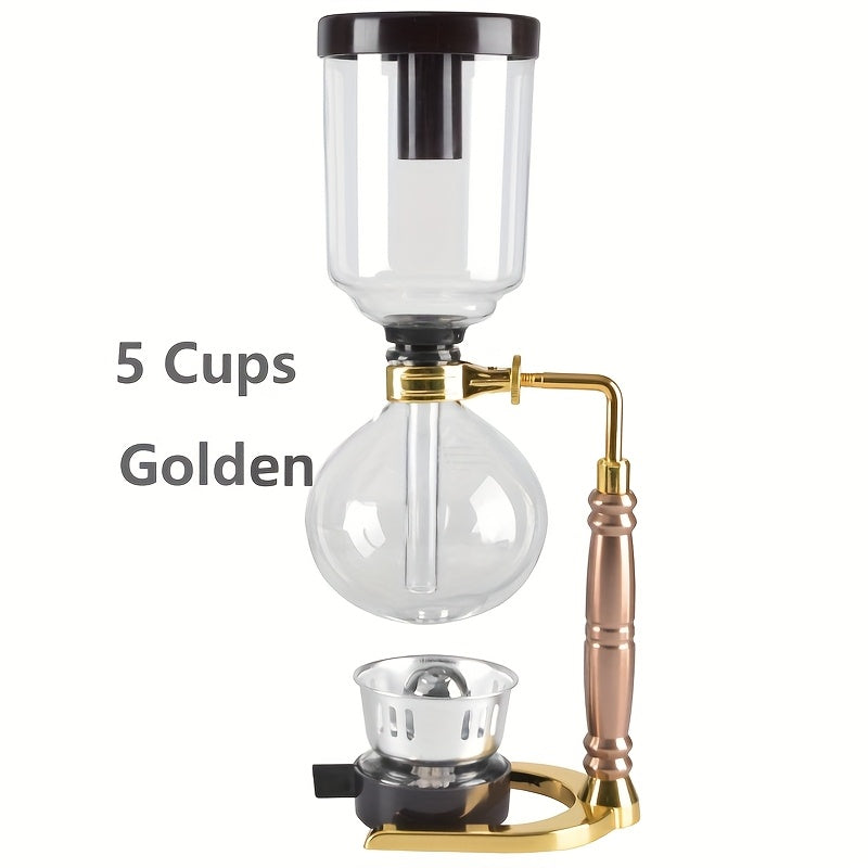 Elegant Glass 3-Cup Vacuum Syphon Coffee Maker Kit with Spoon and Brush